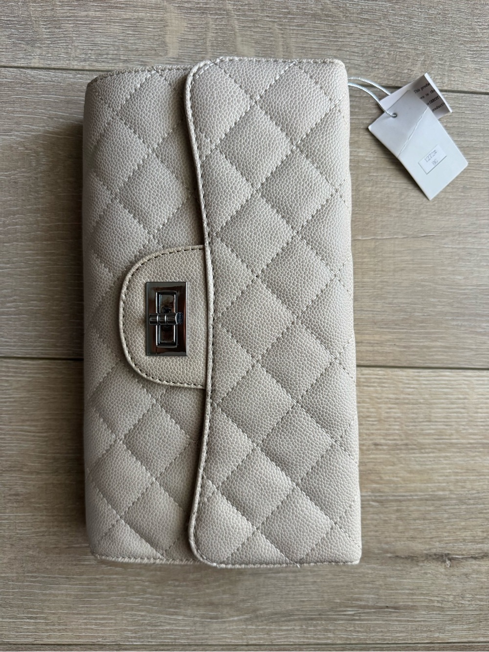 Ivory Quilted Chain Strap Shoulder Bag